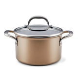 4-Quart Ascend Hard Anodized Nonstick Saucepot with Lid, Bronze