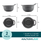 2-Piece Ceramic Mixing Bowl Set, Dark Gray