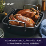 17" x 13" Ultra-Lasting Nonstick Roaster Pan with Easy Serve Rack