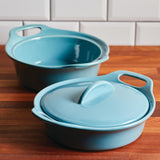 3-Piece Ceramic Casserole Bakers with Shared Lid Set