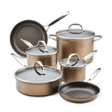 10-Piece Ascend Hard Anodized Nonstick Cookware Set, Bronze