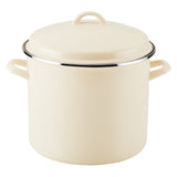 12-Quart Enamel-on-Steel Induction Stockpot with Lid, Almond