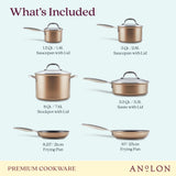 10-Piece Ascend Hard Anodized Nonstick Cookware Set, Bronze