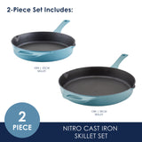 2-Piece NITRO Cast Iron Skillet Frying Pans