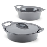 3-Piece Ceramic Casserole Bakers with Shared Lid Set